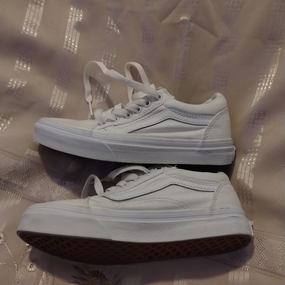 Kids' White Lace-Up Sneakers